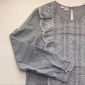 Grey & White Embroidered Blouse